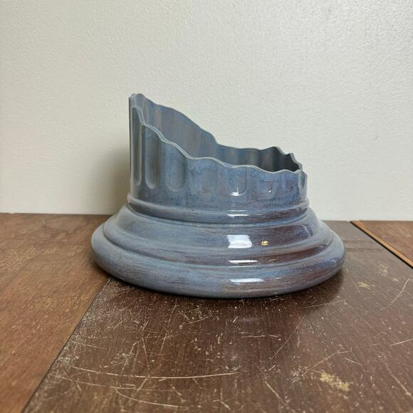 Blue Distressed Styled Broken Column 11 inch Succulent Faux Floral Planter - Picture 1 of 8